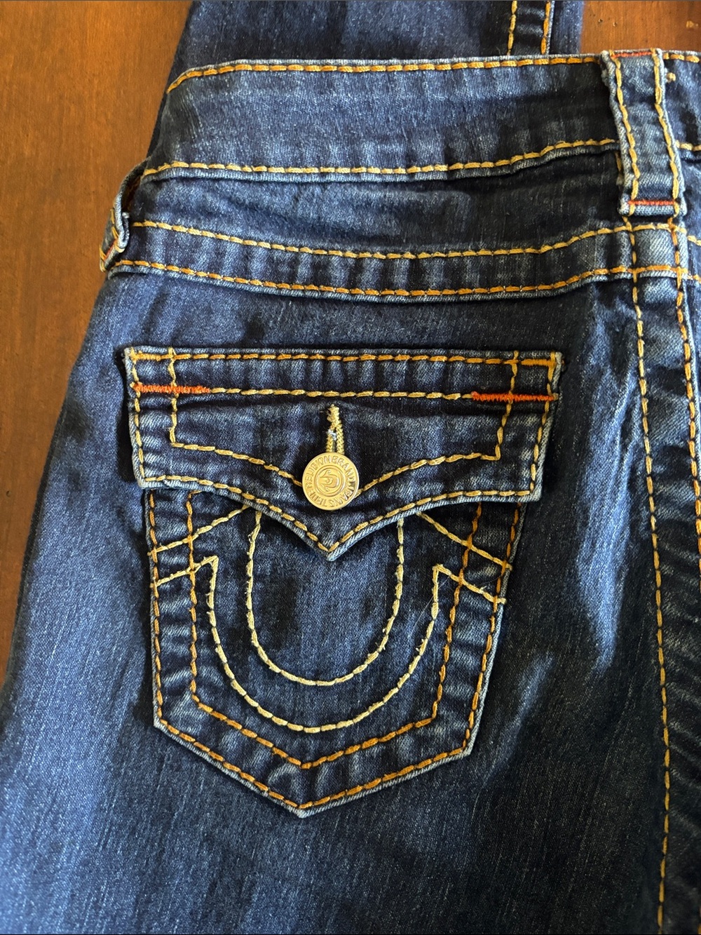 TRUE RELIGION Indigo Denim Skinny Jeans Size 28 with Topstitching (L-134) - Picture 4 of 10